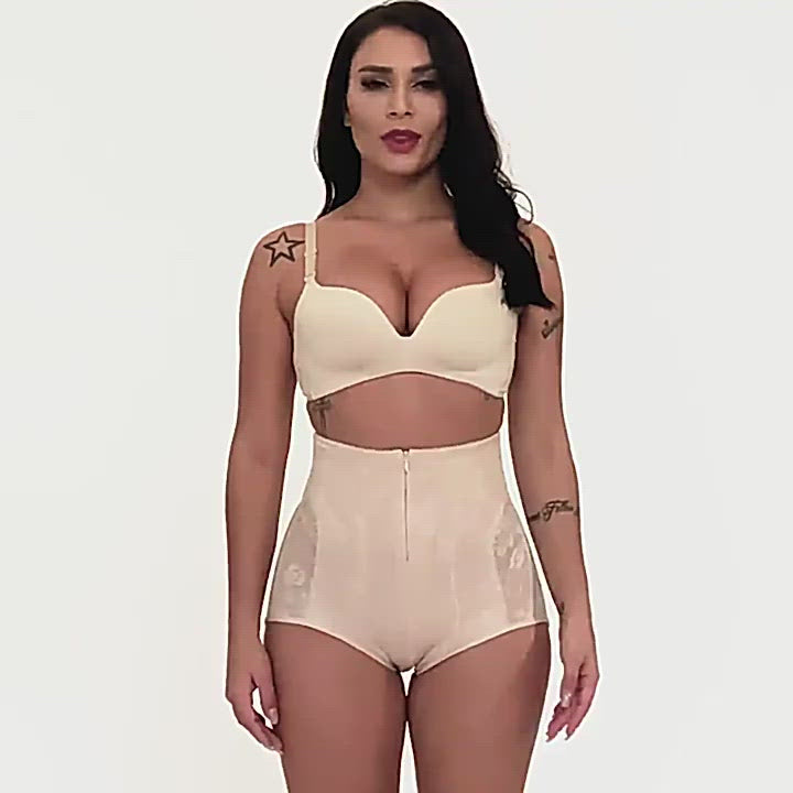 Zip Front Tummy Control Body Shapewear Butt Lifter Slip Shorts