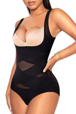 Load image into Gallery viewer, Mesh Criss-Cross Firm Control Shaping Bodysuit
