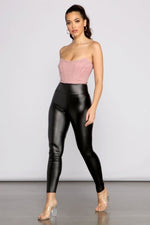 Load image into Gallery viewer, Black Faux Patent Leather Legging
