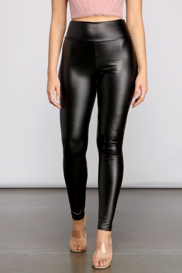 Black Faux Patent Leather Legging