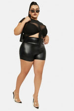Load image into Gallery viewer, Black Faux Patent Leather Shorts

