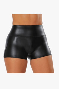 Black Faux Patent Leather Shorts